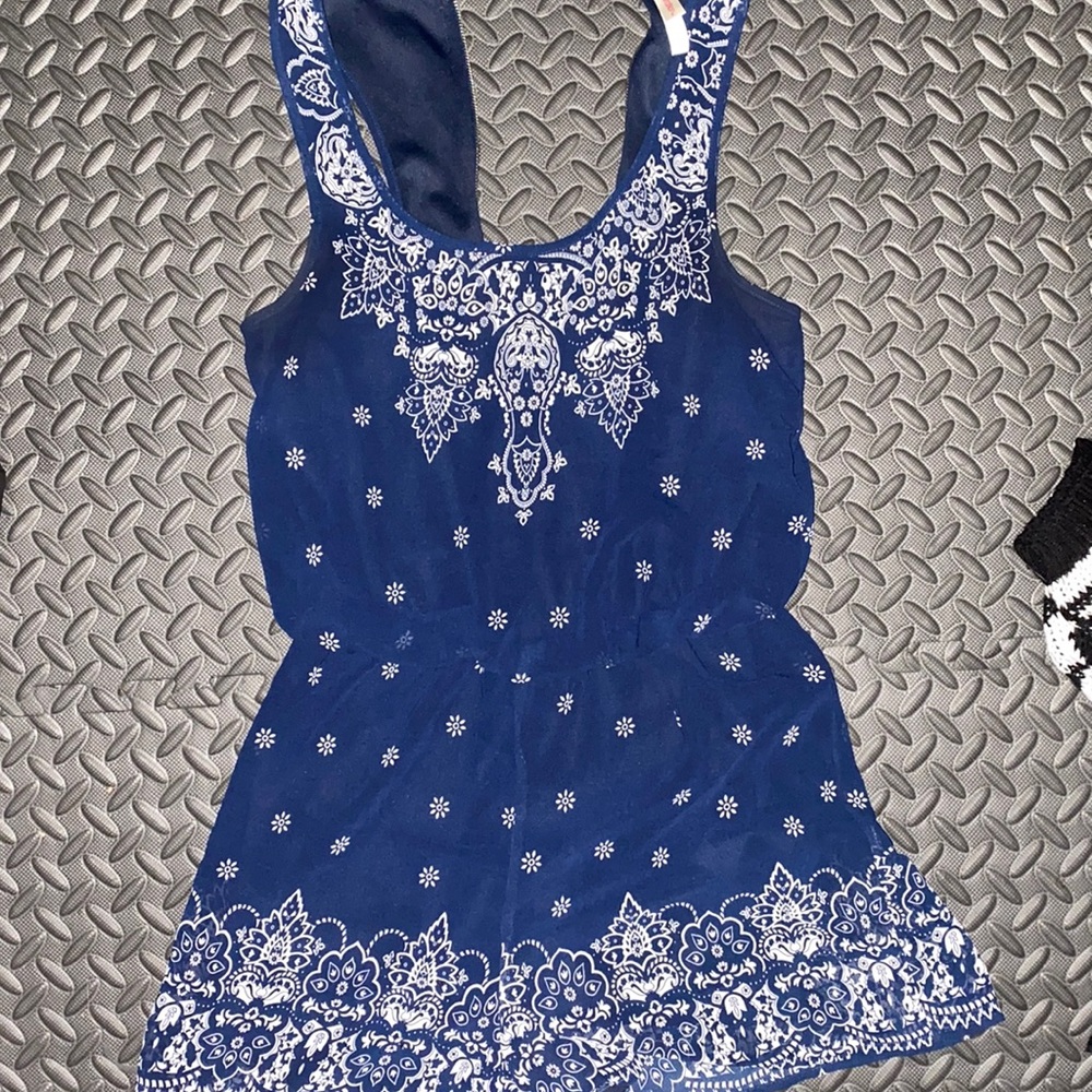 Blue & white romper